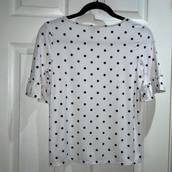 Talbots Petite Polka Dot Scoop Neck Flutter Sleeve Pullover Top Sz PP - Picture 4 of 5